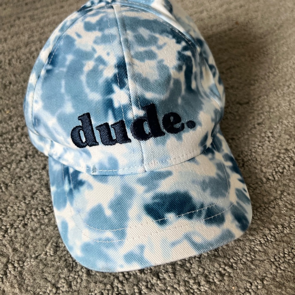 Blue Tie-Dye 'Dude' baby hat